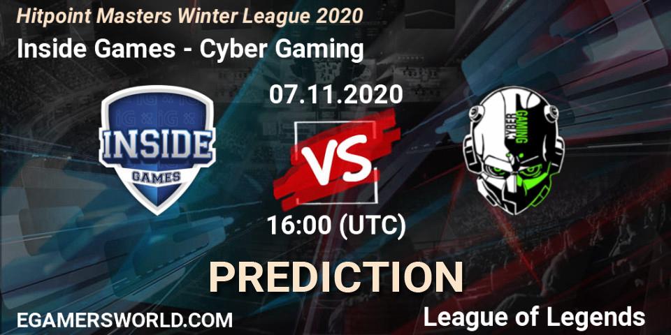 Pronóstico Inside Games - Cyber Gaming. 07.11.2020 at 16:00, LoL, Hitpoint Masters Winter League 2020
