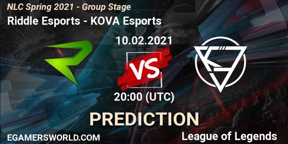 Pronóstico Riddle Esports - KOVA Esports. 10.02.2021 at 20:00, LoL, NLC Spring 2021 - Group Stage