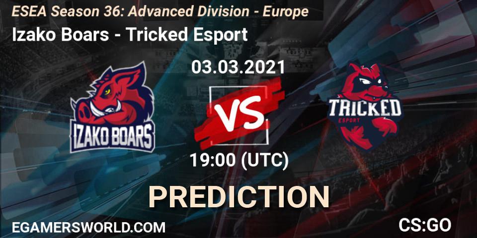Pronóstico Izako Boars - Tricked Esport. 03.03.2021 at 19:00, Counter-Strike (CS2), ESEA Season 36: Europe - Advanced Division