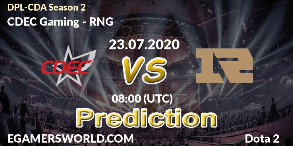 Pronóstico CDEC Gaming - RNG. 23.07.2020 at 07:30, Dota 2, DPL-CDA Professional League Season 2