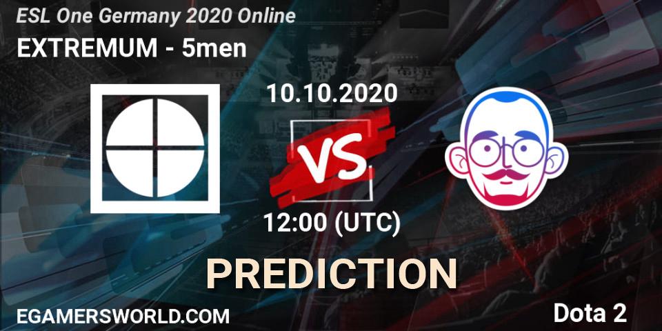 Pronóstico EXTREMUM - 5men. 10.10.2020 at 12:00, Dota 2, ESL One Germany 2020 Online