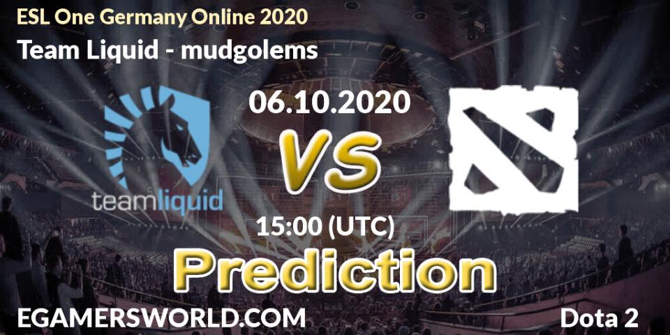 Pronóstico Team Liquid - mudgolems. 06.10.2020 at 15:52, Dota 2, ESL One Germany 2020 Online