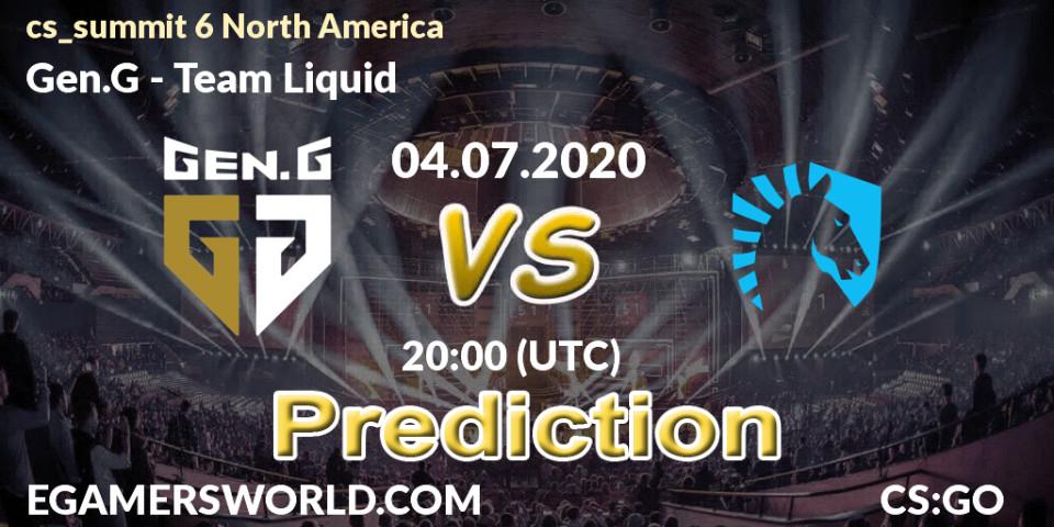 Pronóstico Gen.G - Team Liquid. 04.07.2020 at 20:00, Counter-Strike (CS2), cs_summit 6 North America