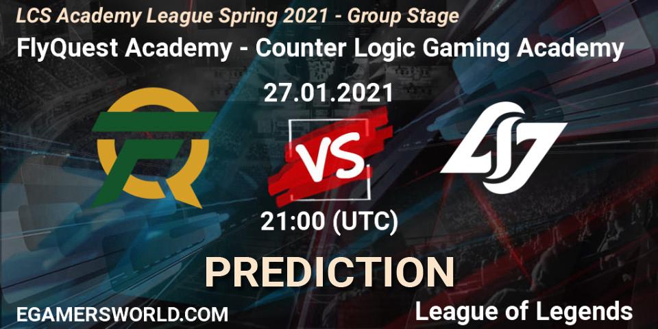 Pronóstico FlyQuest Academy - Counter Logic Gaming Academy. 27.01.2021 at 21:00, LoL, LCS Academy League Spring 2021 - Group Stage