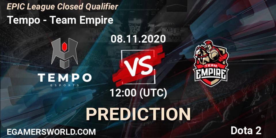 Pronóstico Tempo - Team Empire. 08.11.2020 at 10:56, Dota 2, EPIC League Closed Qualifier