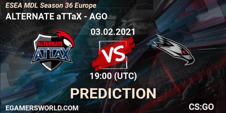 Pronóstico ALTERNATE aTTaX - AGO. 03.02.2021 at 19:00, Counter-Strike (CS2), MDL ESEA Season 36: Europe - Premier division