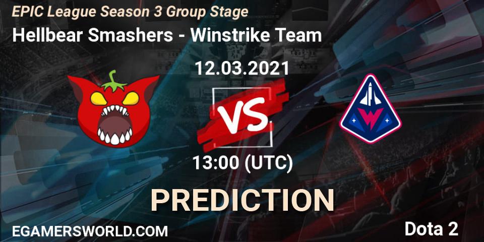 Pronóstico Hellbear Smashers - Winstrike Team. 12.03.2021 at 13:01, Dota 2, EPIC League Season 3 Group Stage