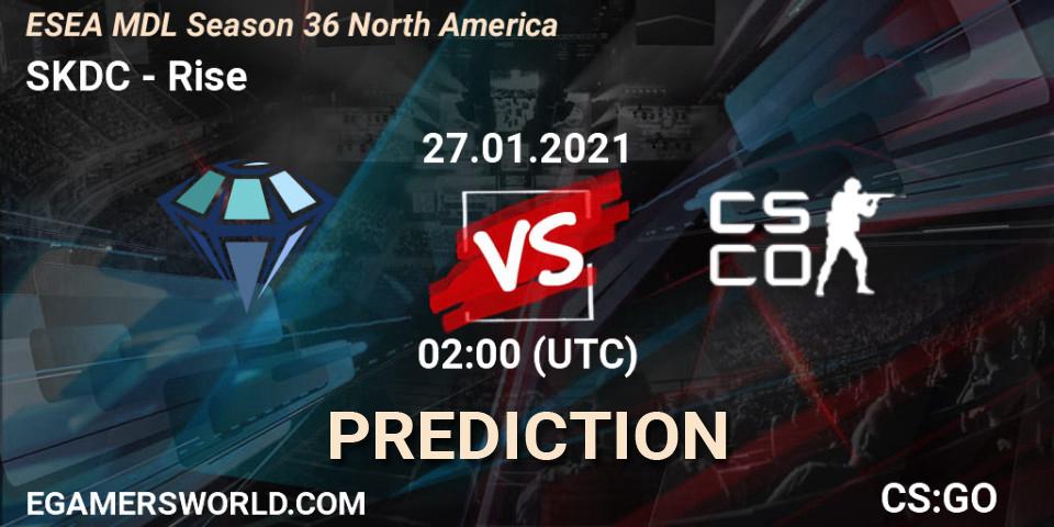 Pronóstico SKDC - Rise. 27.01.2021 at 02:00, Counter-Strike (CS2), MDL ESEA Season 36: North America - Premier Division