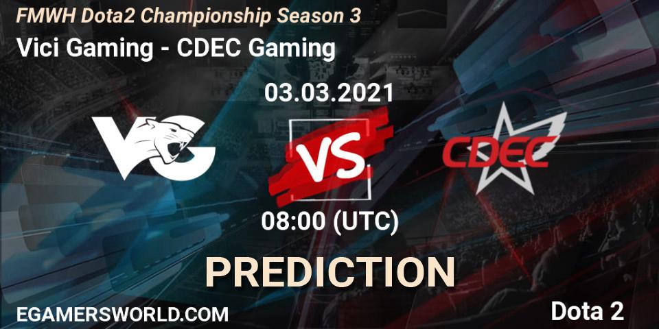 Pronóstico Vici Gaming - CDEC Gaming. 05.03.2021 at 07:59, Dota 2, FMWH Dota2 Championship Season 3