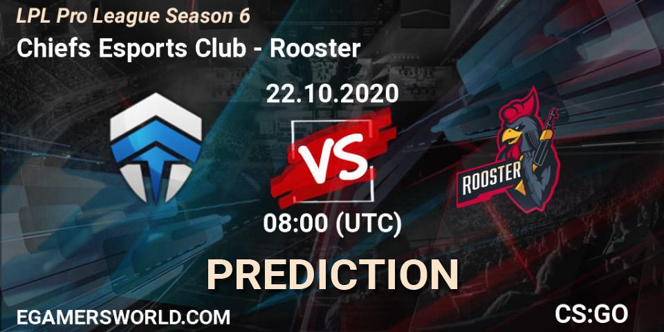 Pronóstico Chiefs Esports Club - Rooster. 22.10.2020 at 08:00, Counter-Strike (CS2), LPL Pro League Season 6