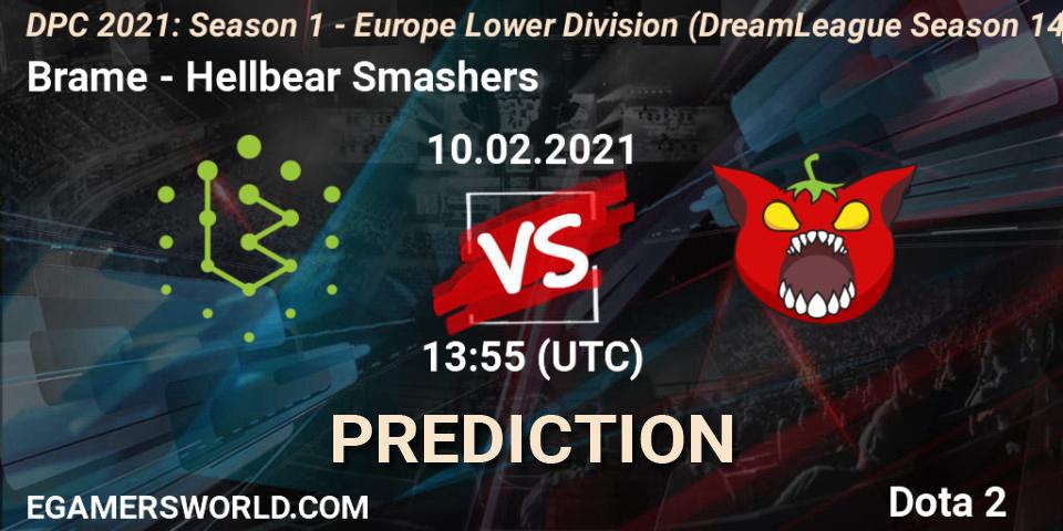 Pronóstico Brame - Hellbear Smashers. 10.02.2021 at 13:56, Dota 2, DPC 2021: Season 1 - Europe Lower Division (DreamLeague Season 14)