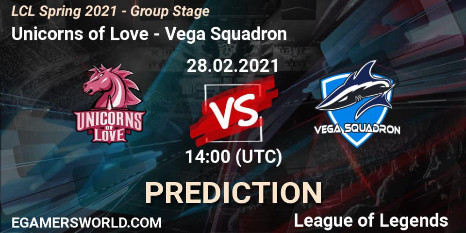 Pronóstico Unicorns of Love - Vega Squadron. 28.02.2021 at 14:00, LoL, LCL Spring 2021 - Group Stage