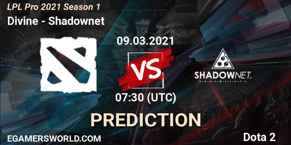 Pronóstico Divine - Shadownet. 09.03.2021 at 07:34, Dota 2, LPL Pro 2021 Season 1