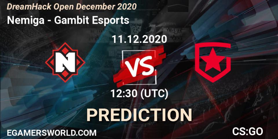 Pronóstico Nemiga - Gambit Esports. 11.12.2020 at 12:55, Counter-Strike (CS2), DreamHack Open December 2020