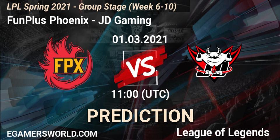 Pronóstico FunPlus Phoenix - JD Gaming. 01.03.2021 at 11:00, LoL, LPL Spring 2021 - Group Stage (Week 6-10)