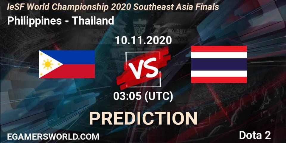 Pronóstico Philippines - Thailand. 10.11.2020 at 03:52, Dota 2, IeSF World Championship 2020 Southeast Asia Finals