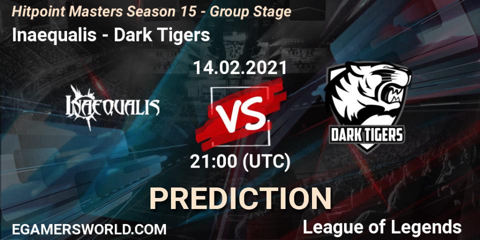 Pronóstico Inaequalis - Dark Tigers. 14.02.2021 at 22:10, LoL, Hitpoint Masters Season 15 - Group Stage