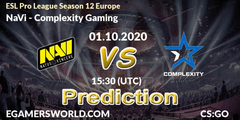 Pronóstico NaVi - Complexity Gaming. 01.10.2020 at 15:30, Counter-Strike (CS2), ESL Pro League Season 12 Europe