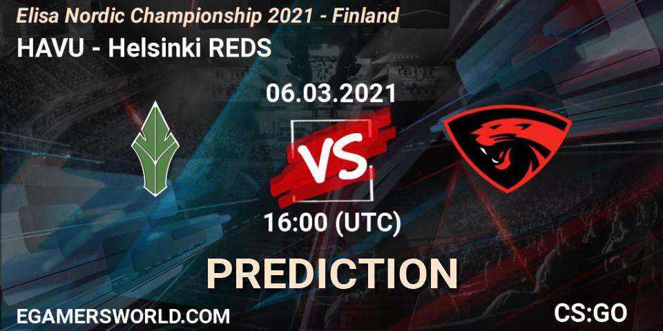 Pronóstico HAVU - Helsinki REDS. 06.03.2021 at 16:05, Counter-Strike (CS2), Elisa Nordic Championship 2021 - Finland