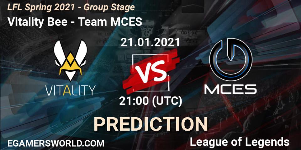 Pronóstico Vitality Bee - Team MCES. 21.01.21, LoL, LFL Spring 2021 - Group Stage
