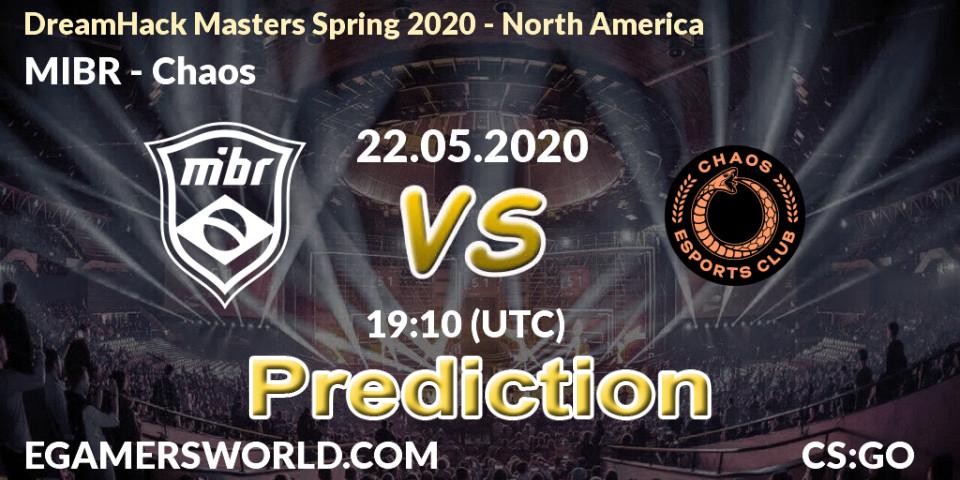 Pronóstico MIBR - Chaos. 22.05.2020 at 19:10, Counter-Strike (CS2), DreamHack Masters Spring 2020 - North America