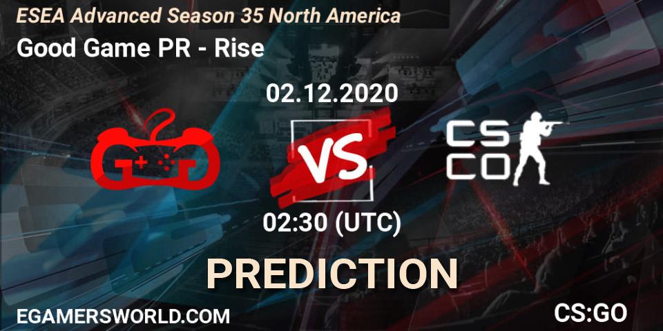 Pronóstico Good Game PR - Rise. 02.12.2020 at 02:10, Counter-Strike (CS2), ESEA Advanced Season 35 North America