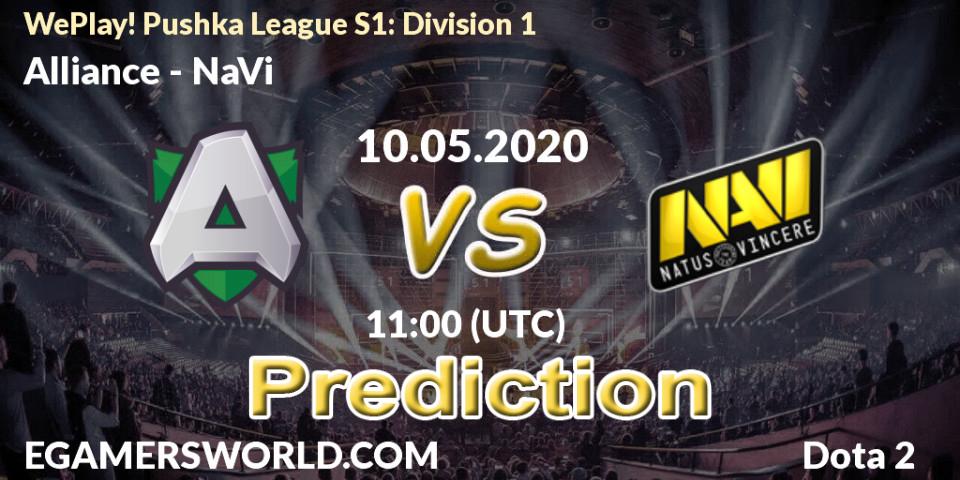 Pronóstico Alliance - NaVi. 10.05.2020 at 11:00, Dota 2, WePlay! Pushka League S1: Division 1