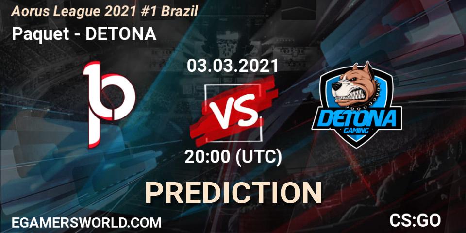 Pronóstico Paquetá - DETONA. 03.03.2021 at 20:00, Counter-Strike (CS2), Aorus League 2021 #1 Brazil