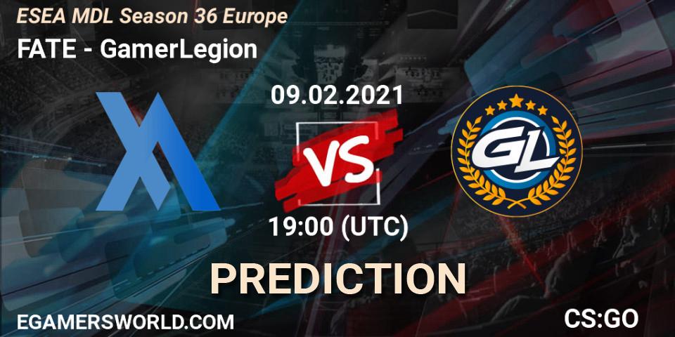 Pronóstico FATE - GamerLegion. 09.02.2021 at 18:05, Counter-Strike (CS2), MDL ESEA Season 36: Europe - Premier division