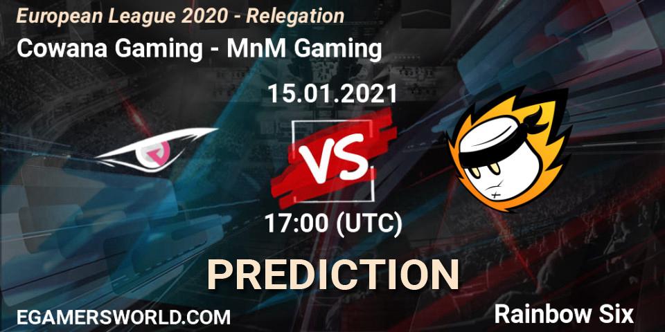 Pronóstico Cowana Gaming - MnM Gaming. 15.01.2021 at 17:00, Rainbow Six, European League 2020 - Relegation