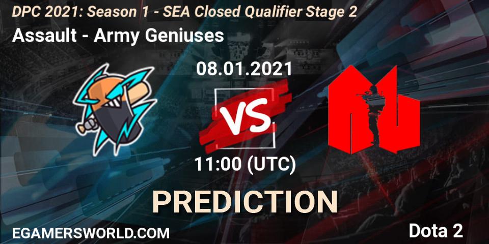Pronóstico Assault - Army Geniuses. 08.01.2021 at 11:30, Dota 2, DPC 2021: Season 1 - SEA Closed Qualifier Stage 2