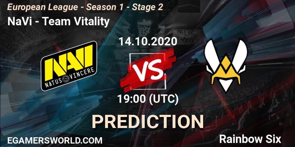 Pronóstico NaVi - Team Vitality. 14.10.2020 at 19:00, Rainbow Six, European League - Season 1 - Stage 2