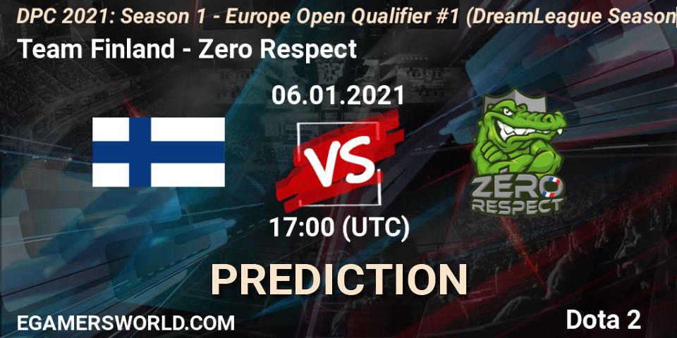Pronóstico Team Finland - Zero Respect. 06.01.2021 at 17:07, Dota 2, DPC 2021: Season 1 - Europe Open Qualifier #1 (DreamLeague Season 14)