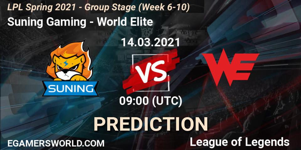 Pronóstico Suning Gaming - World Elite. 14.03.2021 at 09:00, LoL, LPL Spring 2021 - Group Stage (Week 6-10)