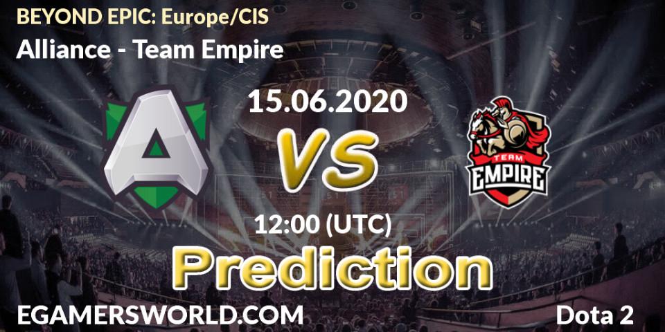 Pronóstico Alliance - Team Empire. 15.06.2020 at 12:16, Dota 2, BEYOND EPIC: Europe/CIS