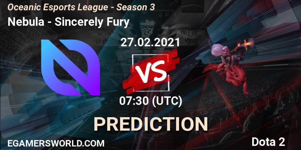 Pronóstico Nebula - Sincerely Fury. 27.02.2021 at 07:53, Dota 2, Oceanic Esports League - Season 3