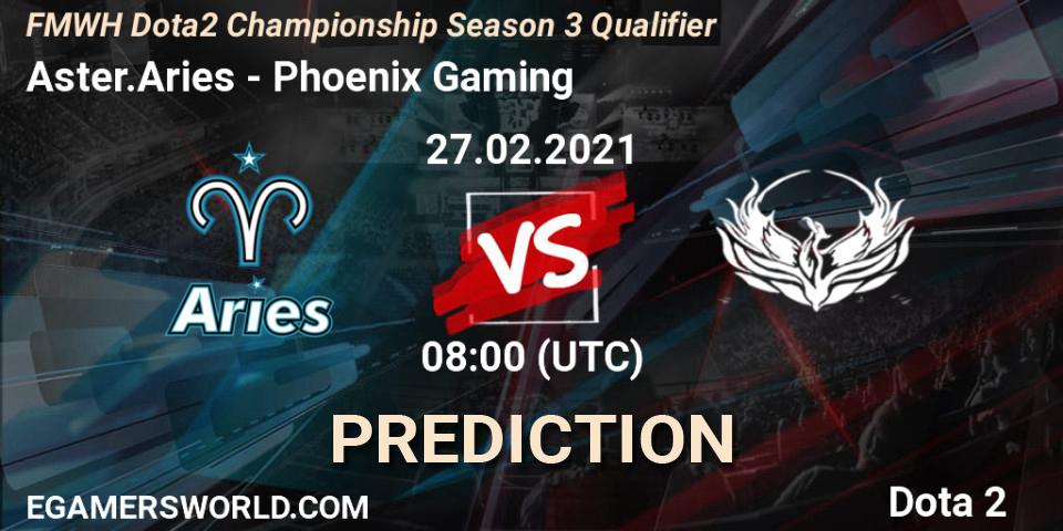 Pronóstico Aster.Aries - Phoenix Gaming. 27.02.2021 at 08:07, Dota 2, FMWH Dota2 Championship Season 3 Qualifier