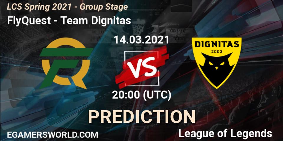 Pronóstico FlyQuest - Team Dignitas. 14.03.2021 at 20:00, LoL, LCS Spring 2021 - Group Stage
