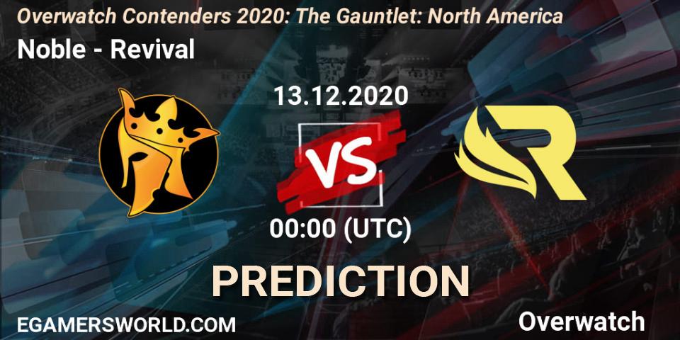 Pronóstico Noble - Revival. 13.12.2020 at 00:00, Overwatch, Overwatch Contenders 2020: The Gauntlet: North America