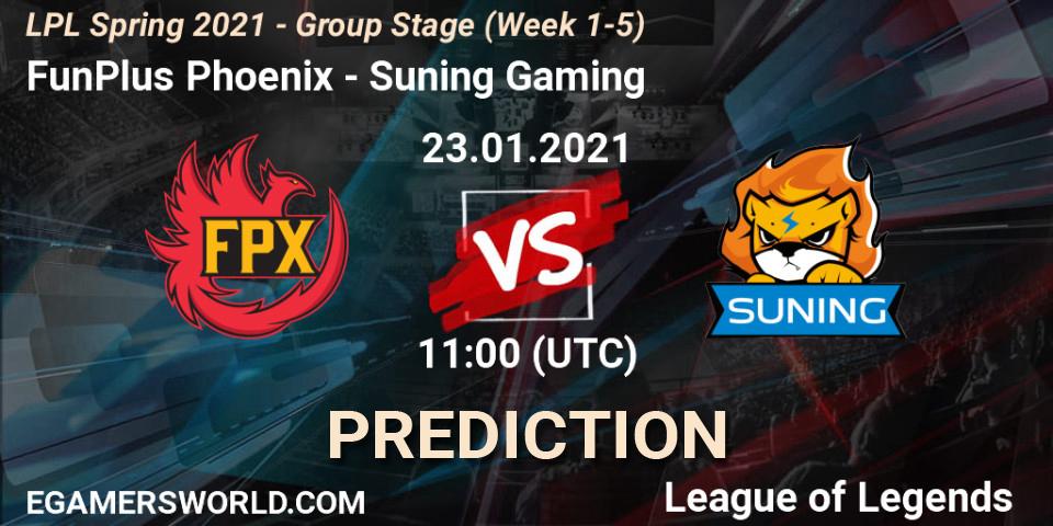 Pronóstico FunPlus Phoenix - Suning Gaming. 23.01.21, LoL, LPL Spring 2021 - Group Stage (Week 1-5)