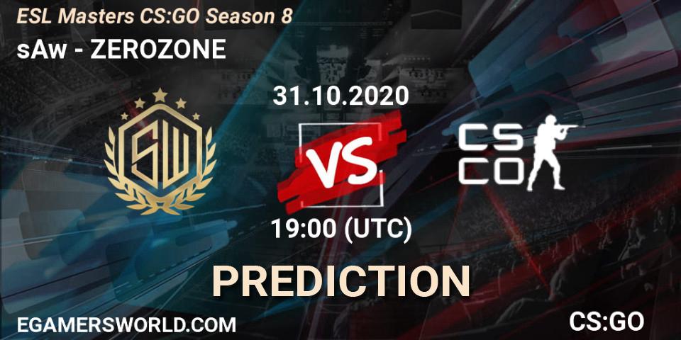 Pronóstico sAw - ZEROZONE. 31.10.2020 at 19:50, Counter-Strike (CS2), ESL Masters CS:GO Season 8