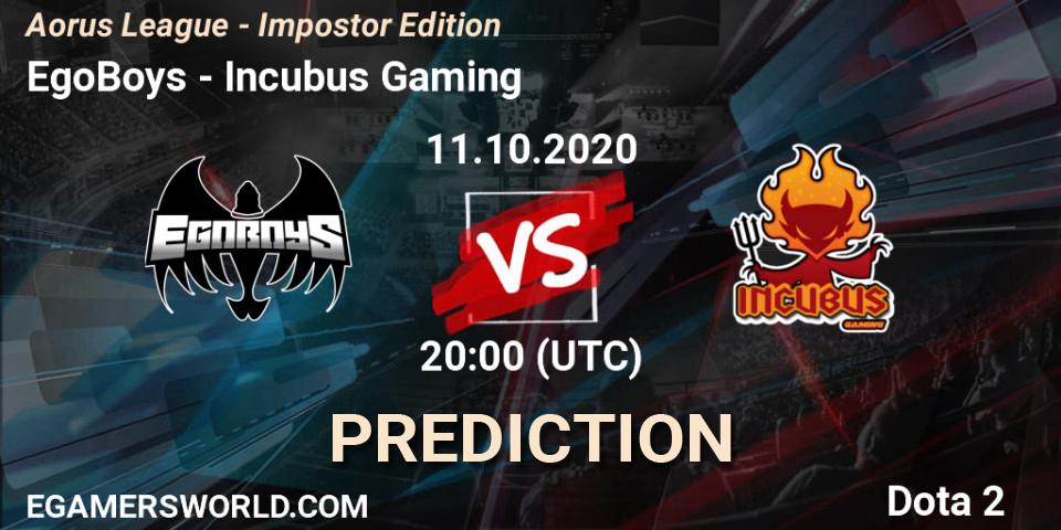 Pronóstico EgoBoys - Incubus Gaming. 11.10.2020 at 20:01, Dota 2, Aorus League - Impostor Edition