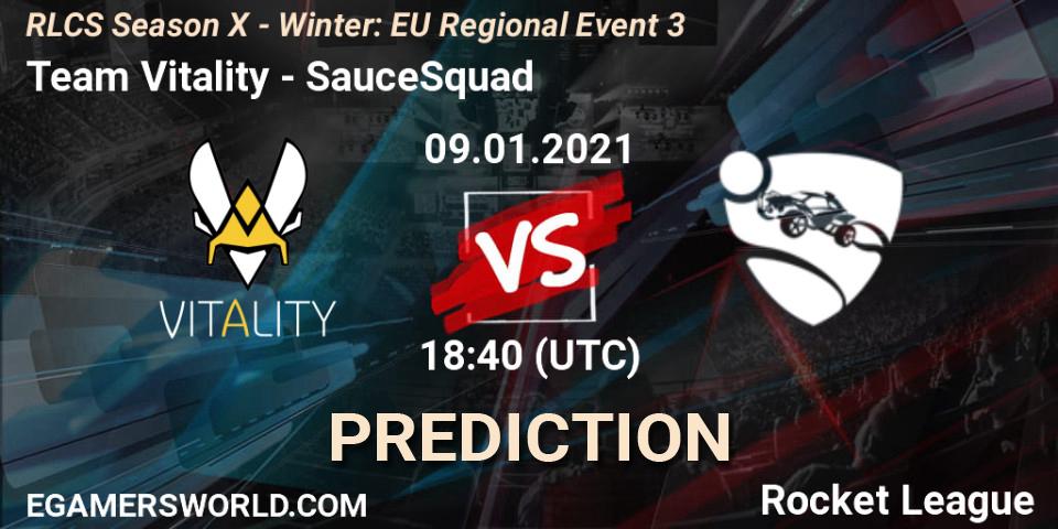 Pronóstico Team Vitality - SauceSquad. 09.01.2021 at 18:40, Rocket League, RLCS Season X - Winter: EU Regional Event 3