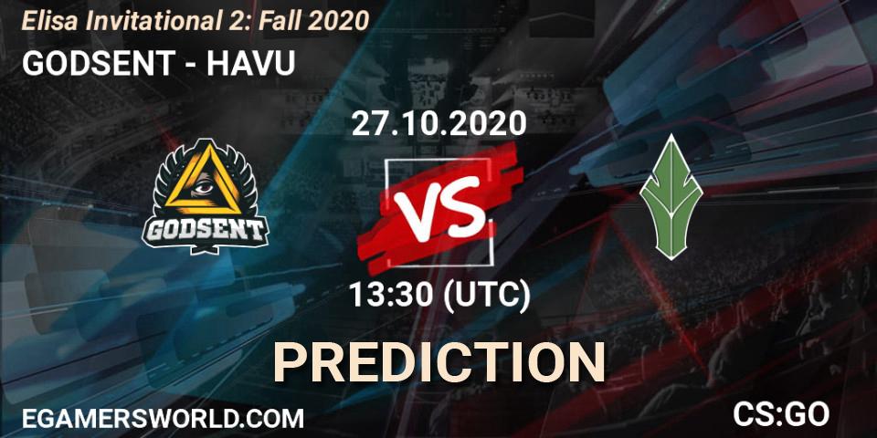 Pronóstico GODSENT - HAVU. 27.10.2020 at 13:30, Counter-Strike (CS2), Elisa Invitational Fall 2020