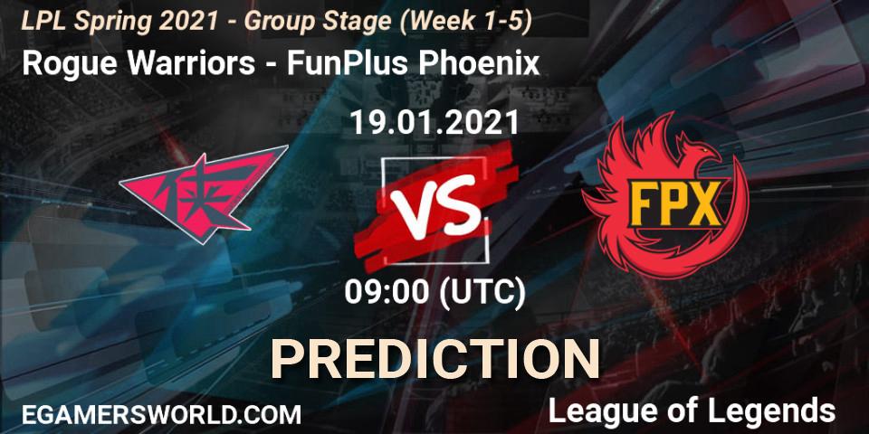 Pronóstico Rogue Warriors - FunPlus Phoenix. 19.01.21, LoL, LPL Spring 2021 - Group Stage (Week 1-5)