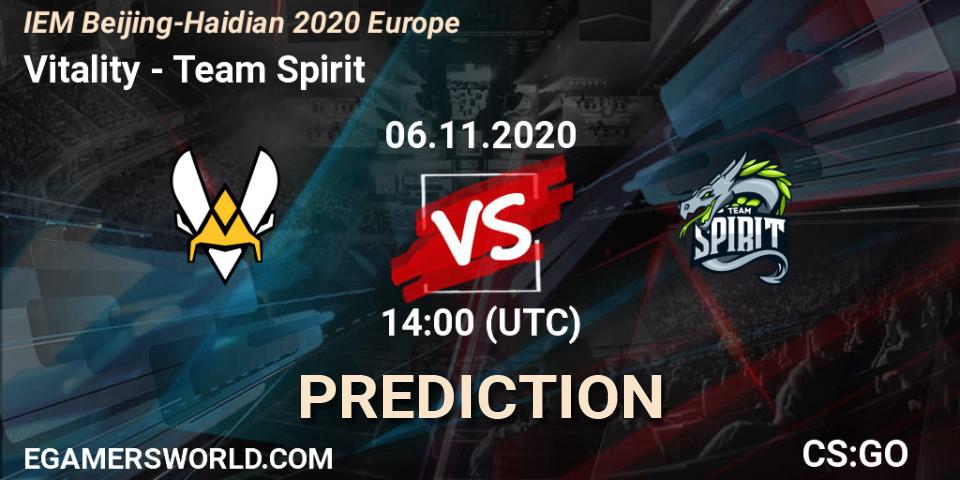 Pronóstico Vitality - Team Spirit. 06.11.2020 at 14:00, Counter-Strike (CS2), IEM Beijing-Haidian 2020 Europe