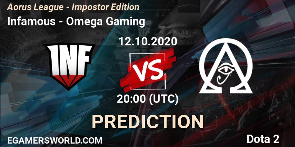 Pronóstico Infamous - Omega Gaming. 12.10.2020 at 23:30, Dota 2, Aorus League - Impostor Edition
