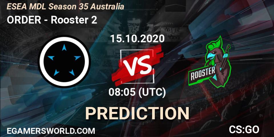 Pronóstico ORDER - Rooster 2. 15.10.2020 at 08:05, Counter-Strike (CS2), ESEA MDL Season 35 Australia