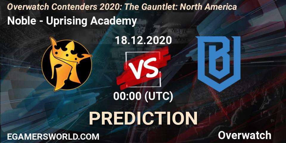 Pronóstico Noble - Uprising Academy. 18.12.2020 at 01:00, Overwatch, Overwatch Contenders 2020: The Gauntlet: North America