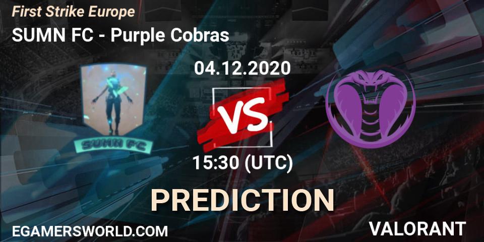 Pronóstico SUMN FC - Purple Cobras. 04.12.2020 at 16:00, VALORANT, First Strike Europe